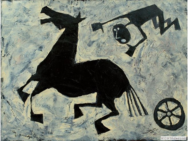 36. Black horse. 2000. Oil, canvas. 50x65