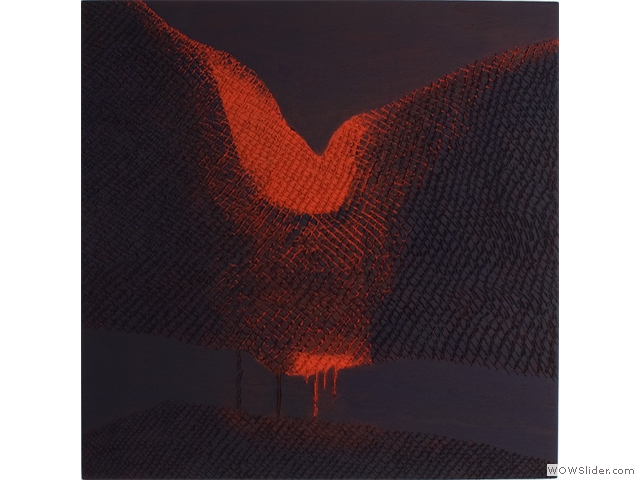 NAZZARI WANDA-Di Rosso e di viola, 60x60, 2003, Incisione-pittura su legno